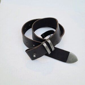FREE PEOPLE Rustic Leather Belt Sz XS/S Black Prong Closure 2 Metal Loops NWOT